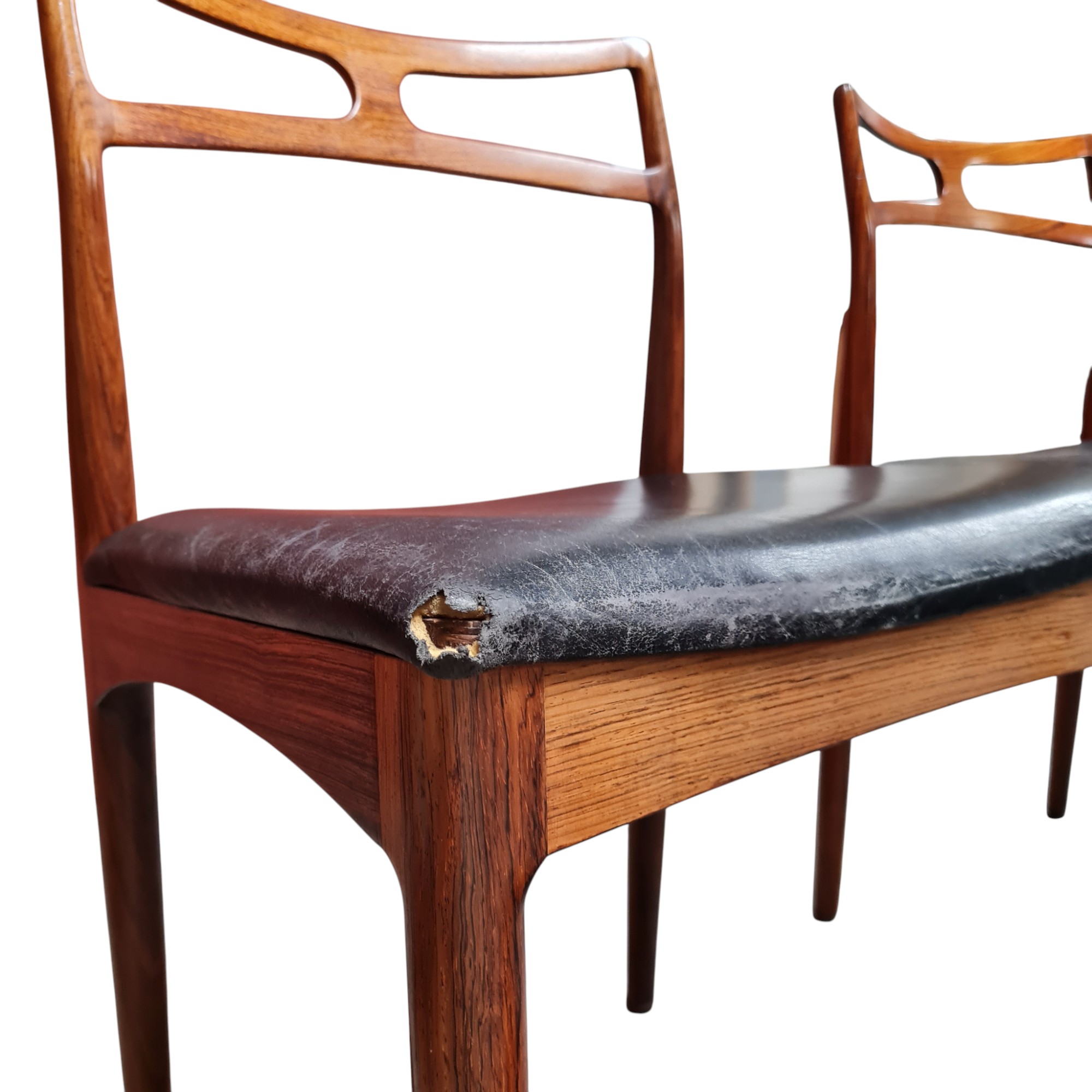 6 Spisebordsstol model 94 | Johannes Andersen | Christian Linnebergs Møbelfabrik | Palisander og sort læder