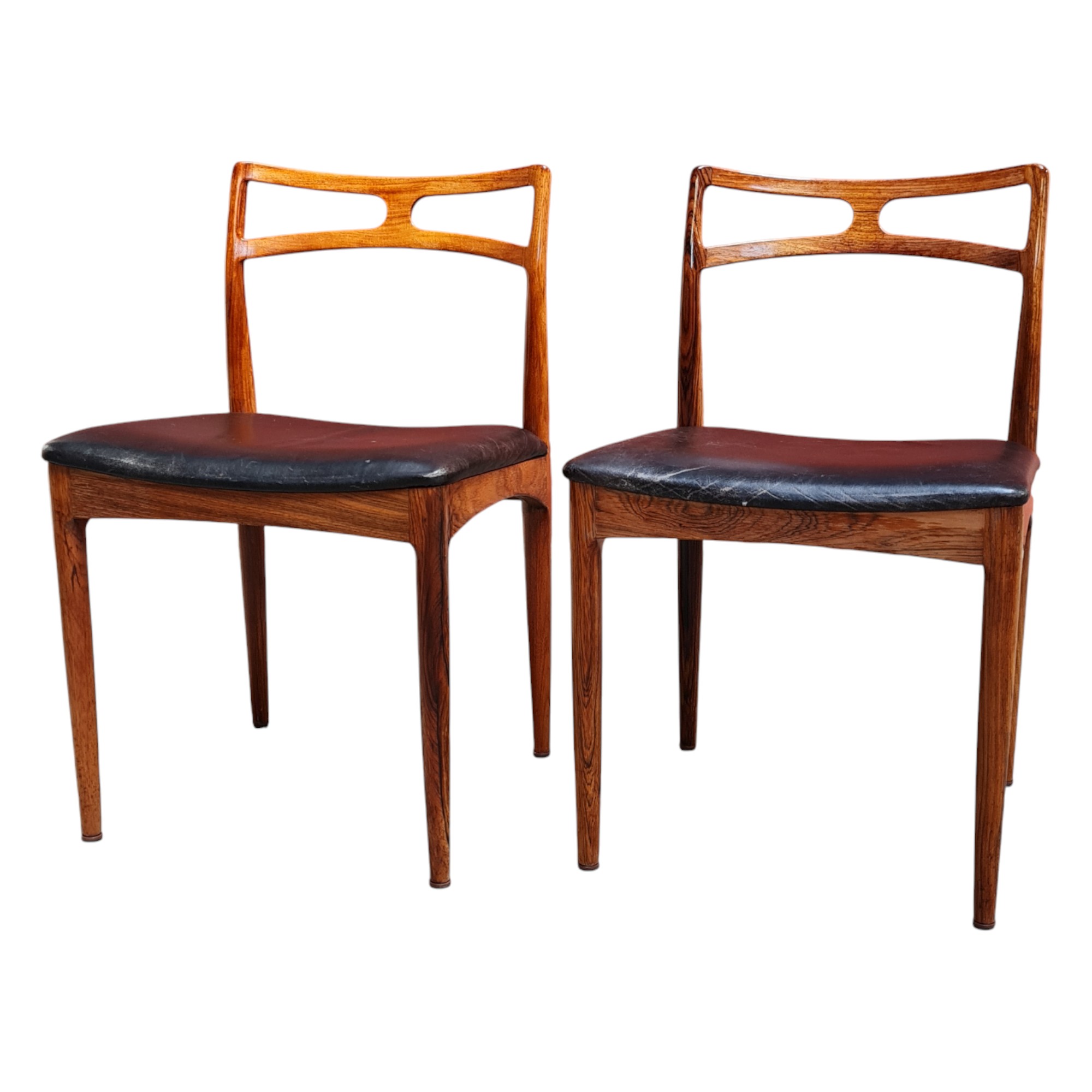 6 Spisebordsstol model 94 | Johannes Andersen | Christian Linnebergs Møbelfabrik | Palisander og sort læder