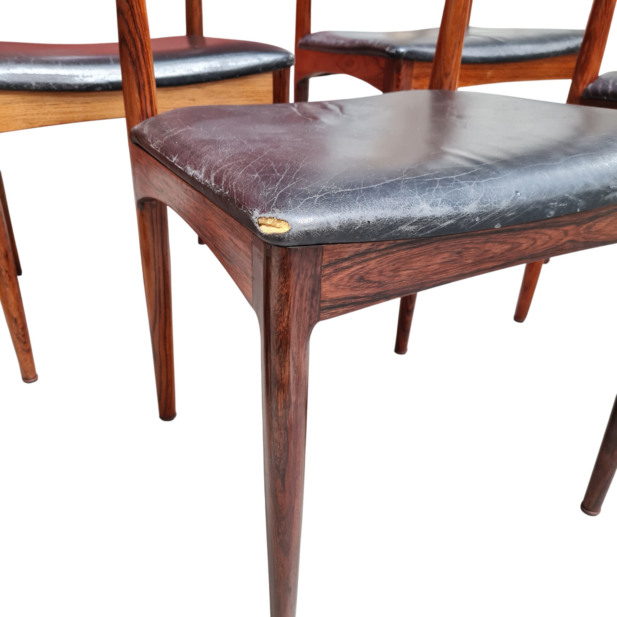 6 Spisebordsstol model 94 | Johannes Andersen | Christian Linnebergs Møbelfabrik | Palisander og sort læder