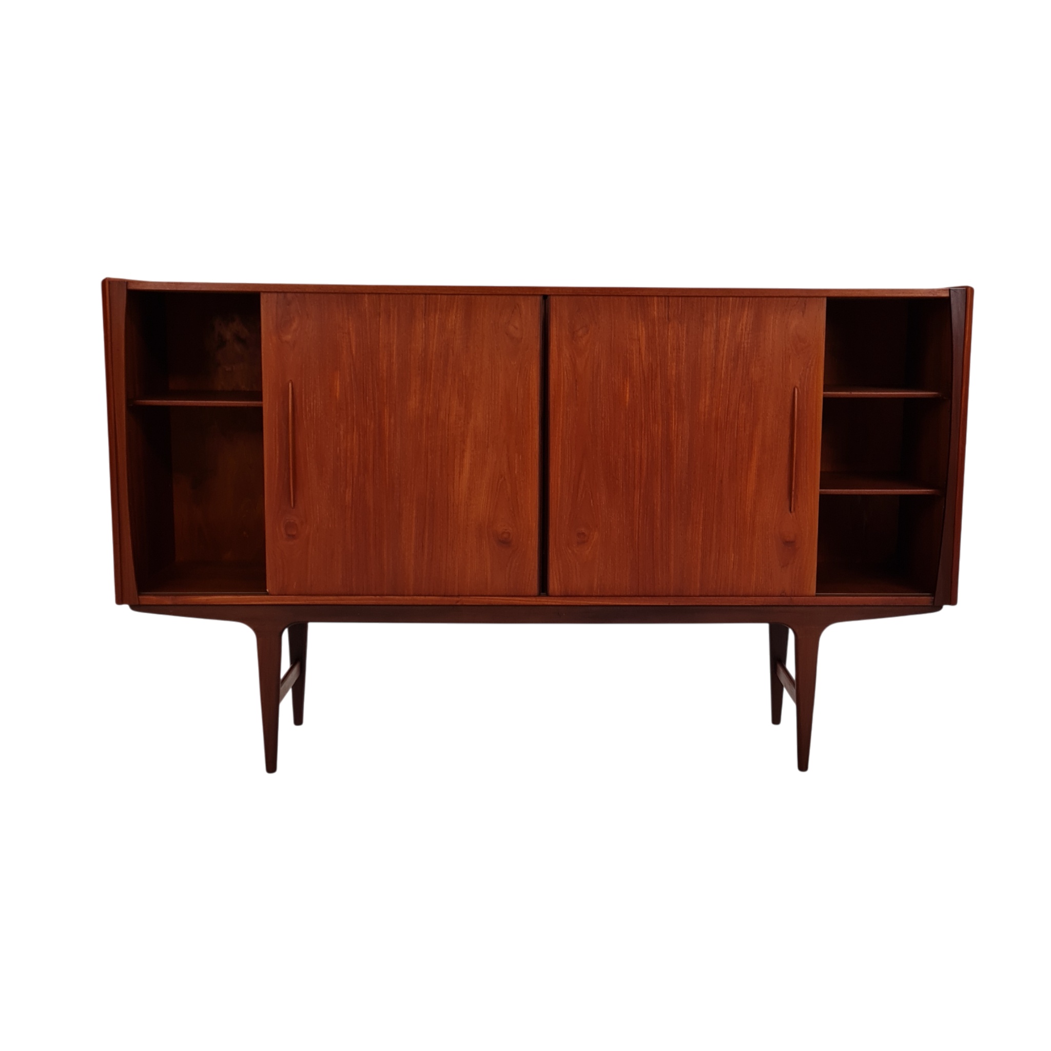 Skænk med to skydelåger tre skuffer samt barskab | Dansk design | Teak