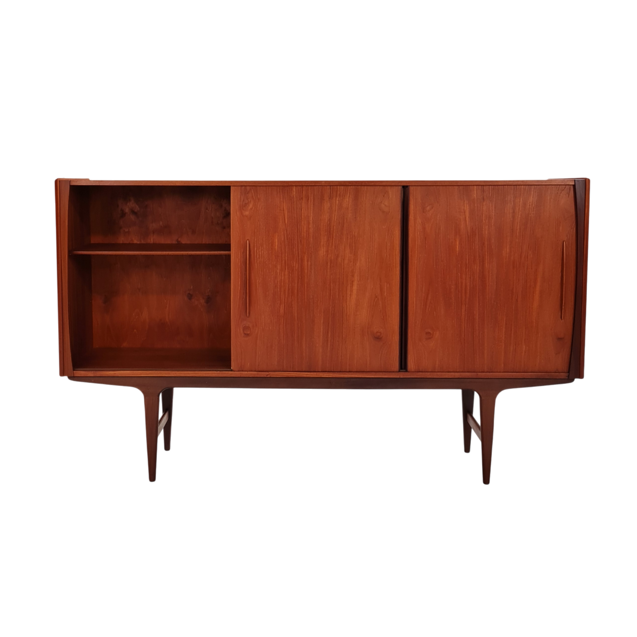 Skænk med to skydelåger tre skuffer samt barskab | Dansk design | Teak