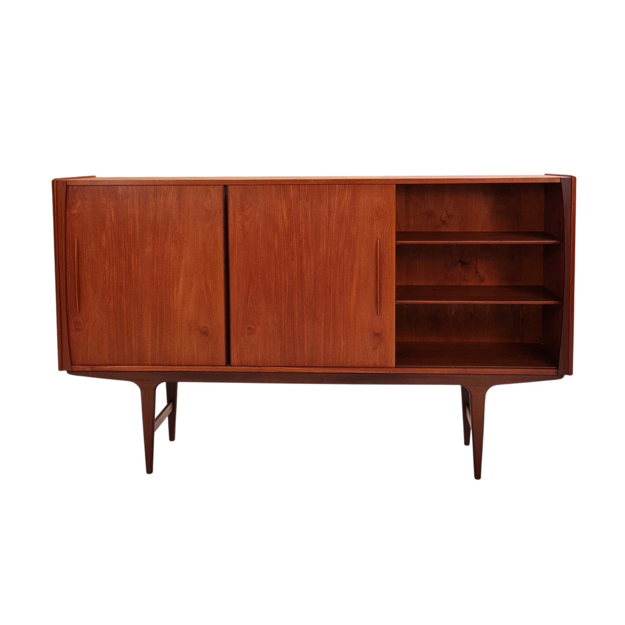 Skænk med to skydelåger tre skuffer samt barskab | Dansk design | Teak