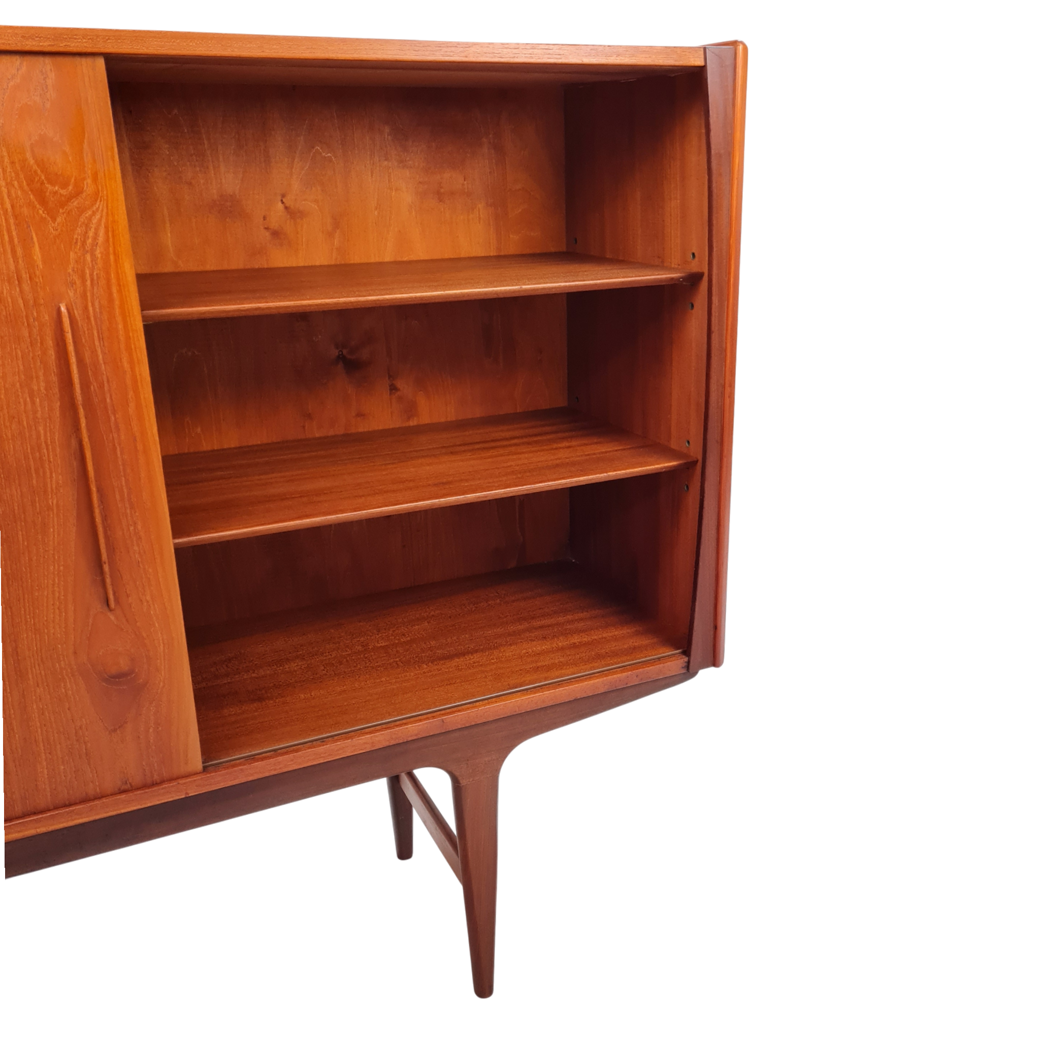 Skænk med to skydelåger tre skuffer samt barskab | Dansk design | Teak